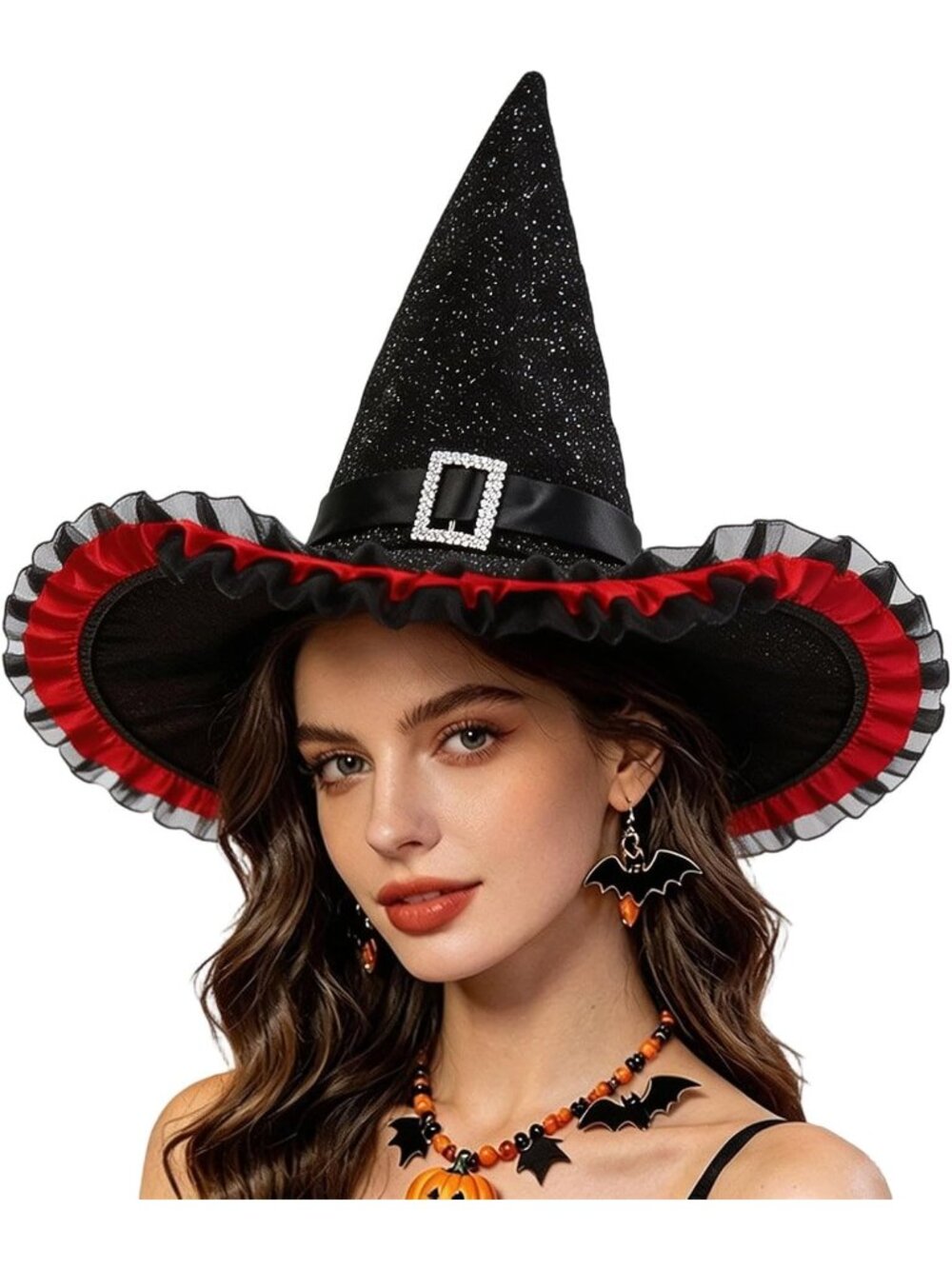 🎃Women's Black Wide Brim Pointed Wizard Party Costume Accessory Witch Hat